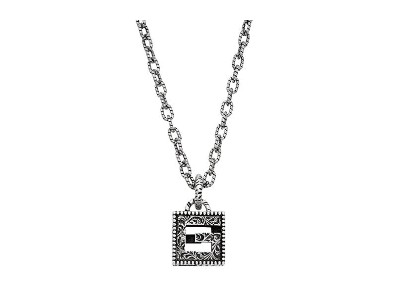 SILVER NECKLACE WITH SQUARE G CROSS GCUBE GUCCI YBB55276800100U